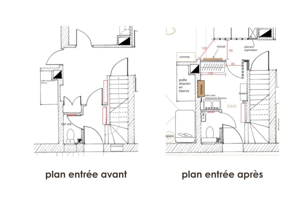 amenagement petite entree maison plan avant après
