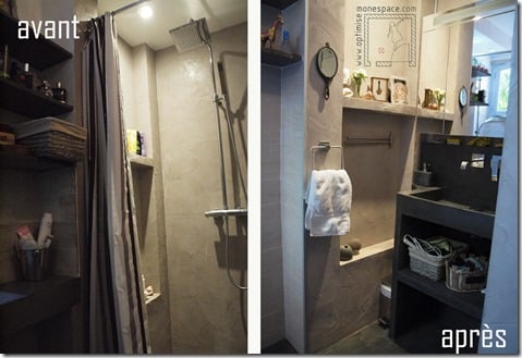 Aménagement petite salle de bain : coin douche devient coin vasque