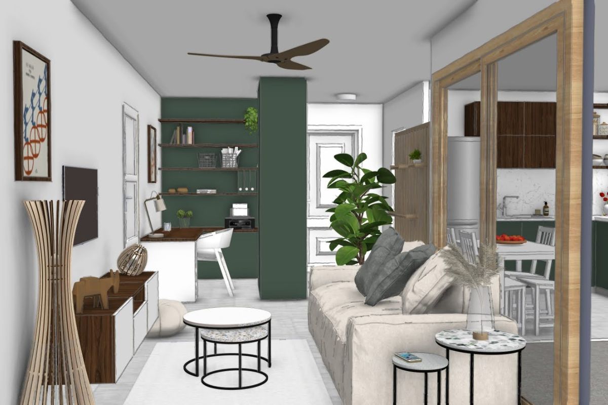 optimisation agencement T2 40m2 salon