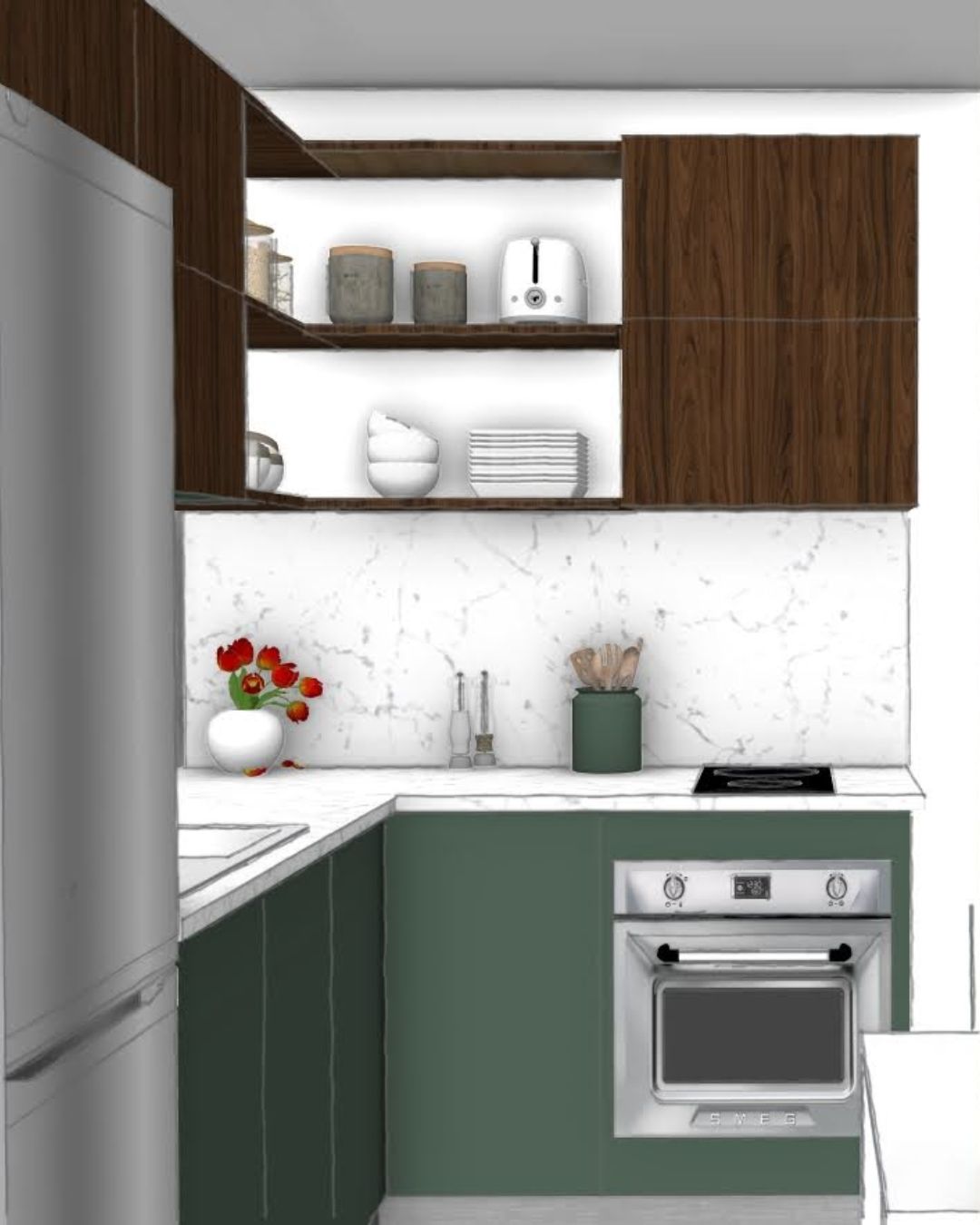 grand linéaire de rangements sur le palier