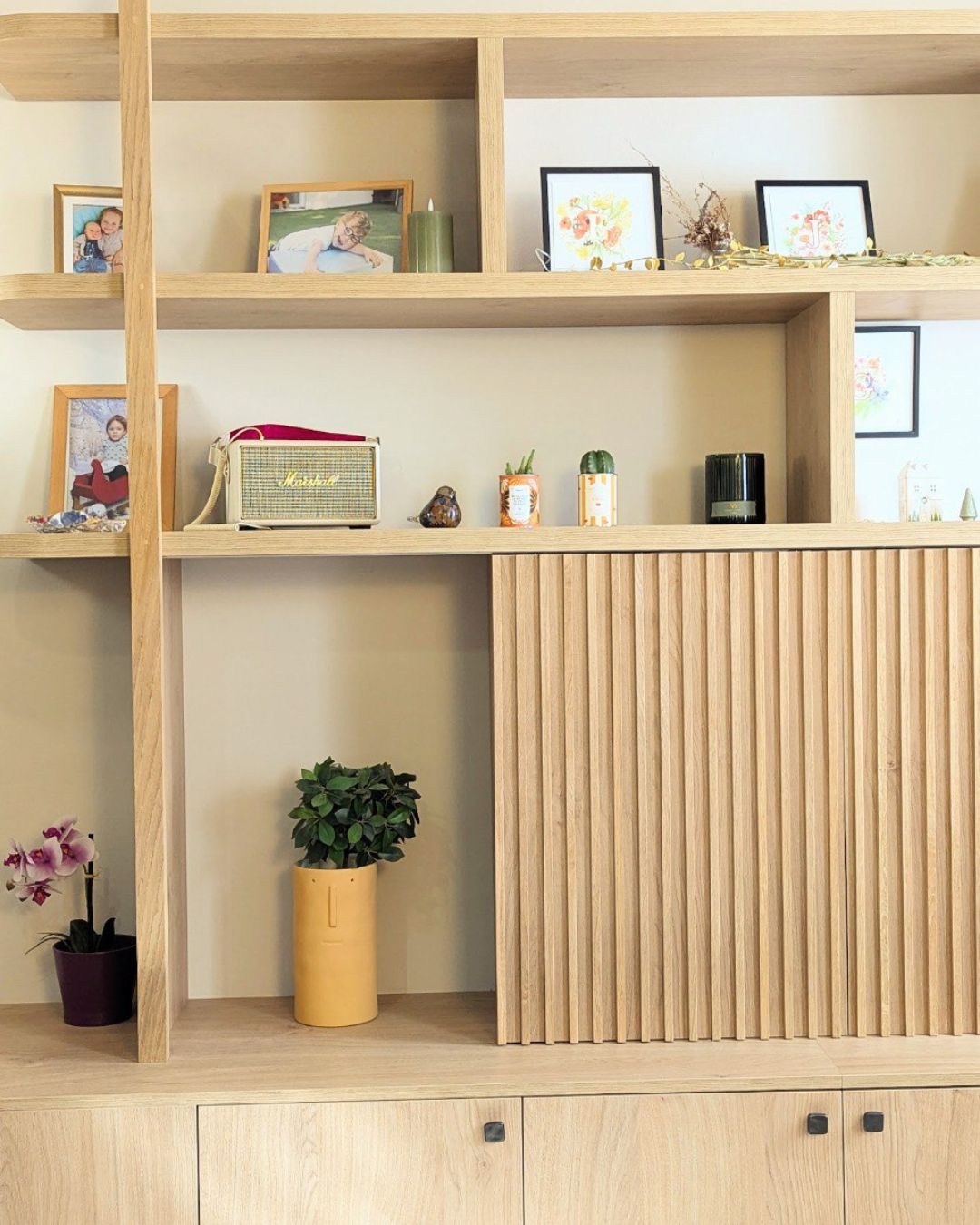 meuble petit salon sur mesure étagères déco